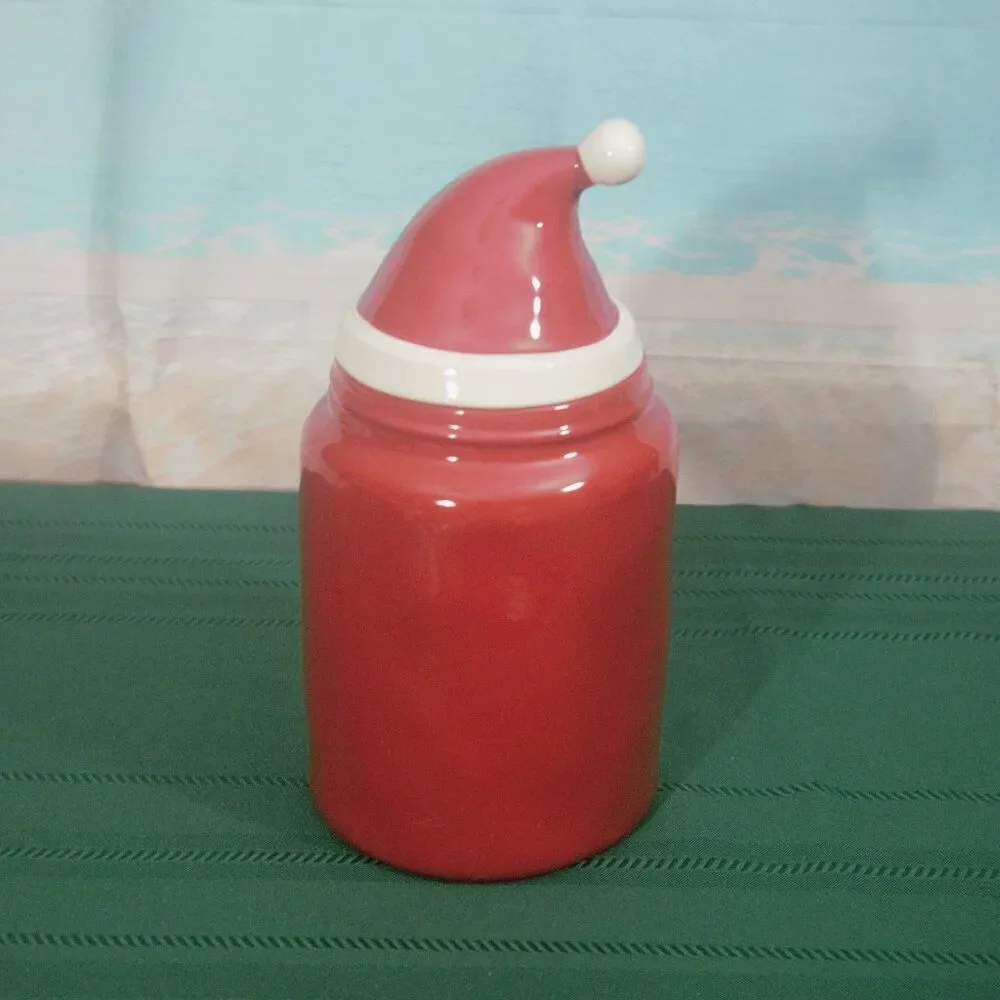 Rae Dunn Santa Canister Round Container with Hat Topper